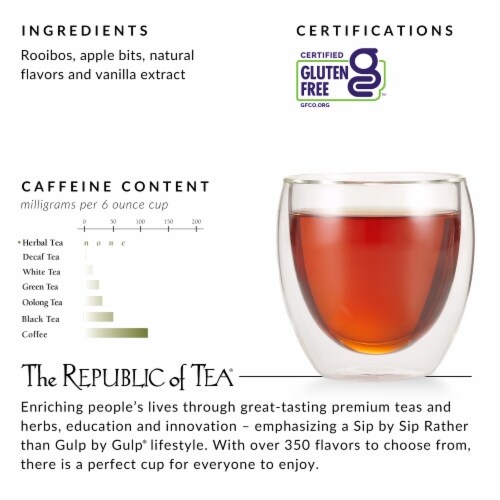 The Republic of Tea Carmel Apple Red Tea, Caffeine Free, 36 Tea Bags