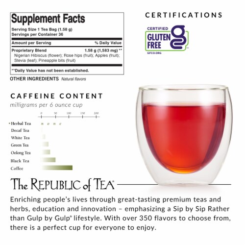 The Republic of Tea® Pineapple Lychee Hibiscus Superflower™ Tea Bags Perspective: back