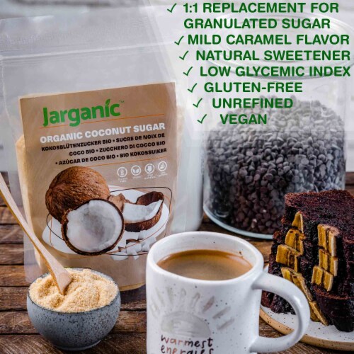Organic Coconut Sugar 1 lb / 16 oz - Gluten-Free Vegan GMO-Free Paleo, Low Glycemic Index Perspective: back