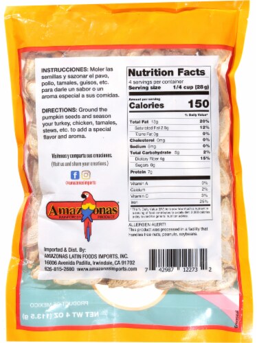 Amazonas® Raw Pumpkin Seeds Perspective: back