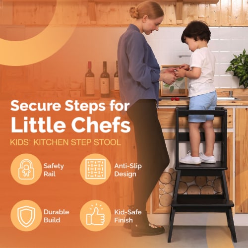 SDADI Kids Kitchen Step Stool Holds up to 150 Pounds with Safety Rail Black 1 Piece Smith s Food and Drug