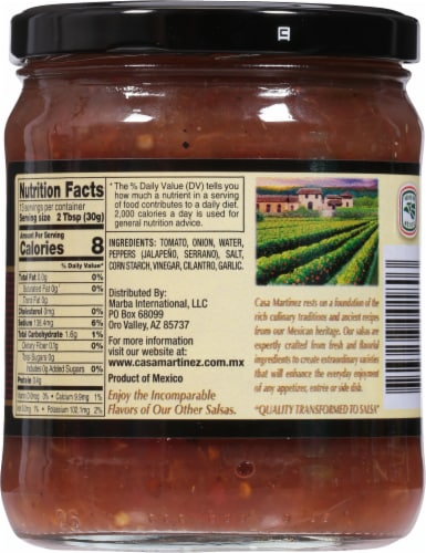 Casa Martinez Quemada Fire Roasted Salsa Perspective: back