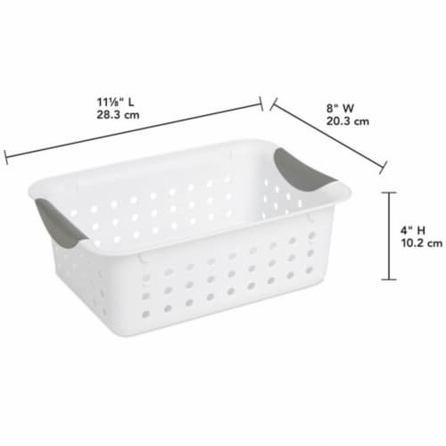 Sterilite White Small Ultra Basket Durable Plastic Storage Organizer, (12 Pack) Perspective: back