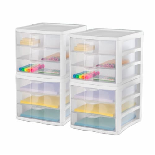 Sterilite 3 Clear Drawer Desktop Storage Unit Home Tabletop Organizer
