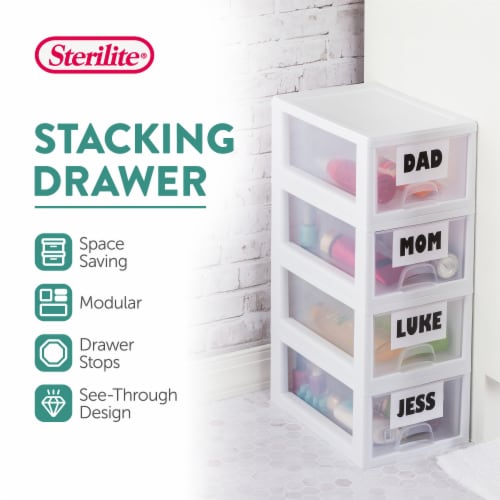 Sterilite Small Box Modular Stacking Storage Drawer Container Closet (6 Pack) Perspective: back
