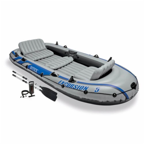 Intex Excursion 5 Person Inflatable Fishing Raft Boat with Composite Motor  Mount, 1 Piece - QFC