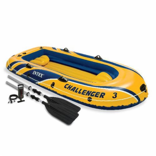 Intex Challenger 3 Boat 2 Person Raft & Oar Set Inflatable with Motor Mount  Kit, 1 Piece - Jay C Food Stores