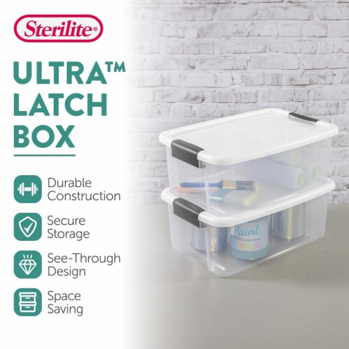 Sterilite 18 Quart Clear Plastic Storage Bin with White Latch Lid, 6 Pack