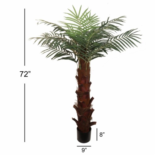 Artificial Silk Areca Palm Tree House Plant in Black Pot 6' Perspective: back
