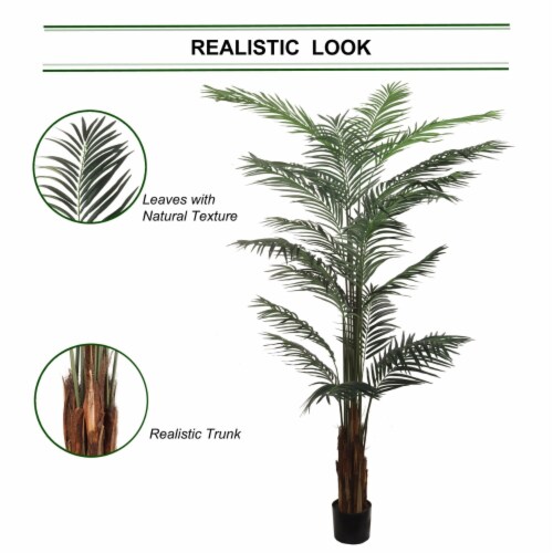 Artificial Silk Areca Palm Tree House Plant in Black Pot  8' Perspective: back