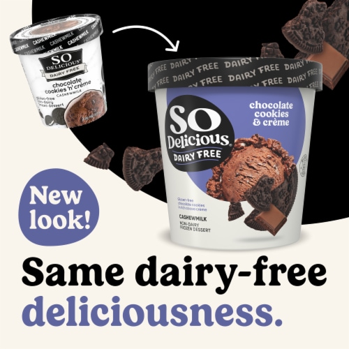 So Delicious Dairy Free Chocolate Cookies N’ Cream Cashew Milk Frozen Dessert Carton Perspective: back