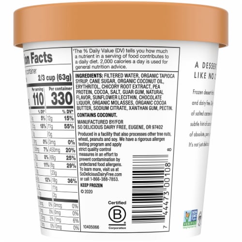 SO Delicious® Dairy Free Salted Caramel Frozen Dessert Pint Perspective: back