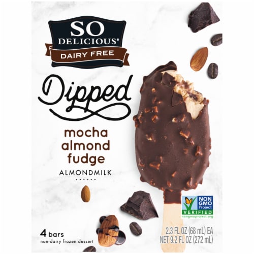 SO Delicious Dairy Free Mocha Fudge with Almond Milk Base Frozen Dessert Bars Perspective: back