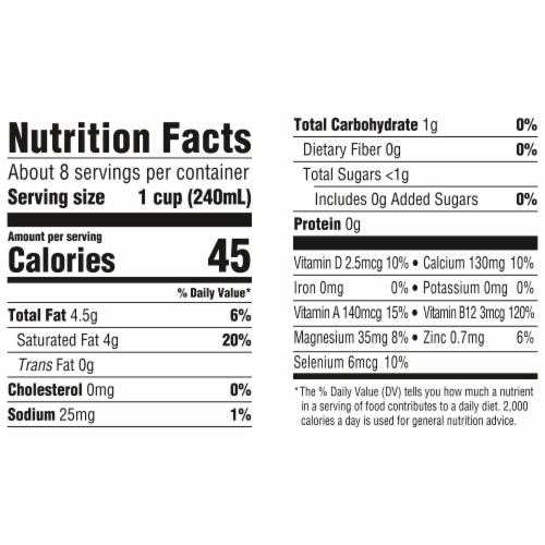 So Delicious Dairy Free Organic Unsweetened Plain Coconut Milk Half Gallon Perspective: back