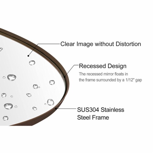 ANDY STAR Modern 22 x 30 Inch Oval Wall Hanging Bathroom Mirror, Brushed Bronze Perspective: back
