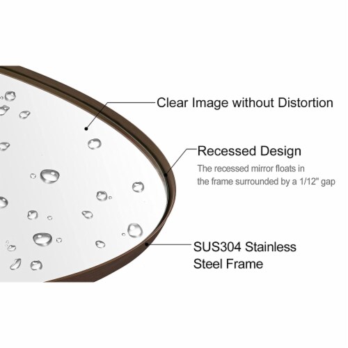ANDY STAR Modern 24 x 36 Inch Oval Wall Hanging Bathroom Mirror, Brushed Bronze Perspective: back
