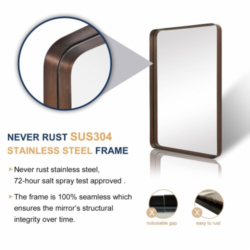 ANDY STAR 24 x 36 Inch Rectangular Recessed Contemporary Vanity Mirror, Bronze Perspective: back