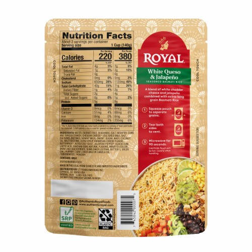 Royal® White Queso & Jalapeno Seasoned Basmati Rice, 8.5 oz - Kroger