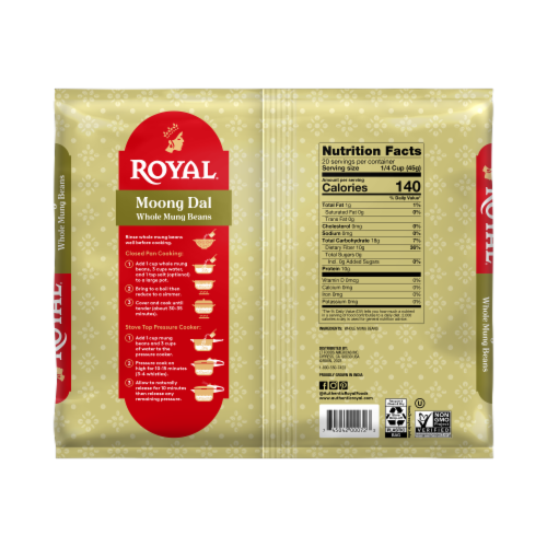 Authentic Royal Moong Dal Whole Green Mung Beans Perspective: back