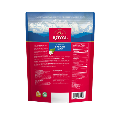 Royal® Authentic Basmati White Rice Perspective: back