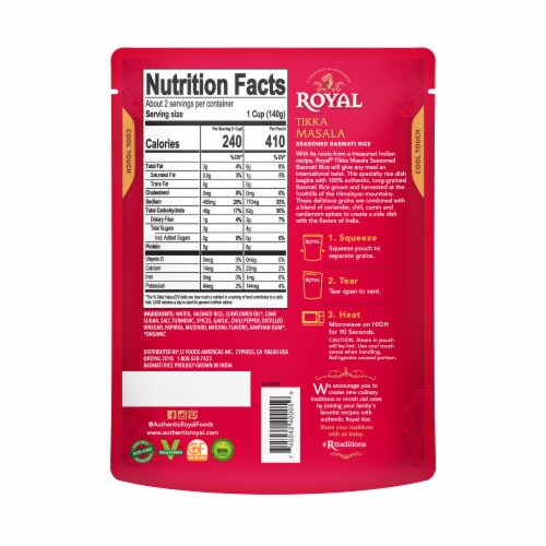 Royal Tikka Masala Seasoned Basmati Rice Perspective: back