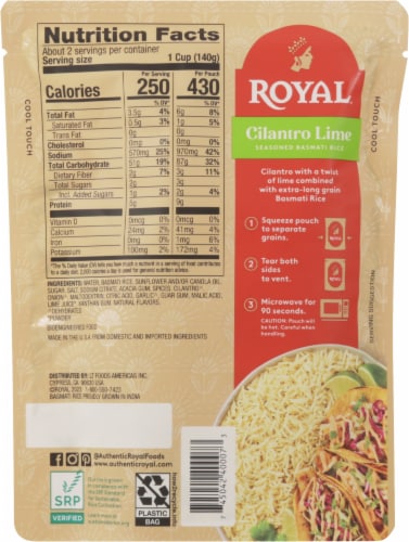 Royal® Cilantro Lime Seasoned Basmati Rice Perspective: back