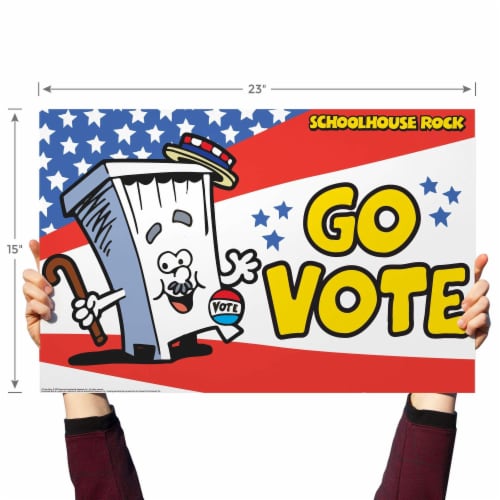 Prime Party Go Vote- Booth | Yard Sign with Lawn Stakes, Schoolhouse Rock Perspective: back
