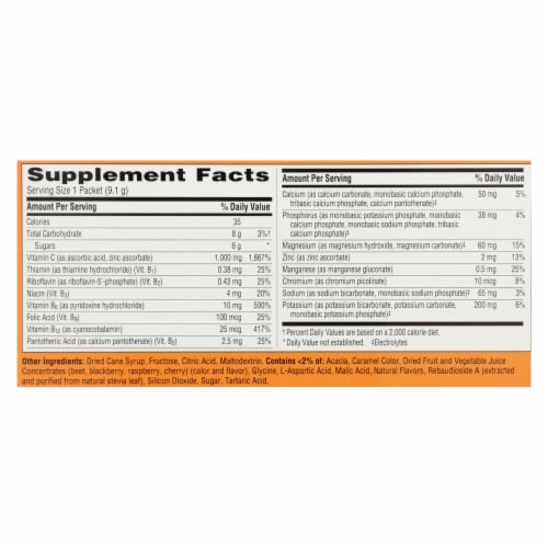 Alacer - Emergen-C Vitamin C Fizzy Drink Mix Raspberry - 1000 mg - 30 Packets Perspective: back