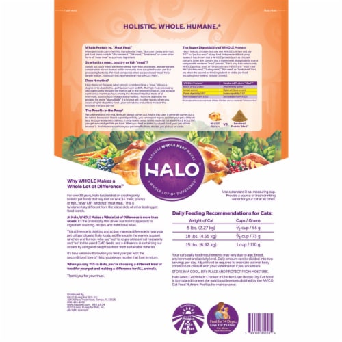 HALO Chicken & Chicken Liver Natural Dry Adult Cat Food Perspective: back