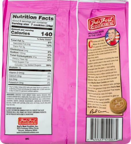 Bud's Best® Strawberry Crème Sandwich Cookies Perspective: back