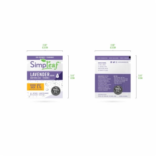 Simpleaf Flushable Single Pack Wet Wipes Aloe Vera w/ Lavender Scent Travel Size (60Count) Perspective: back