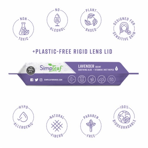 Simpleaf Flushable Wet Wipes Soothing Aloe Vera Formula with Lavender Scent (25Count) 6 PK Perspective: back