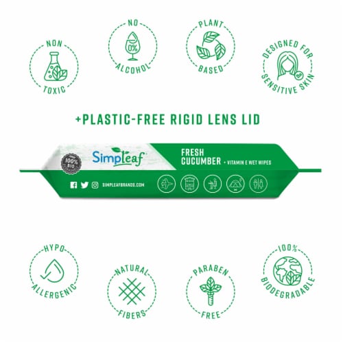Simpleaf Cucumber Flushable Wipes 25 count, 6 packs Perspective: back