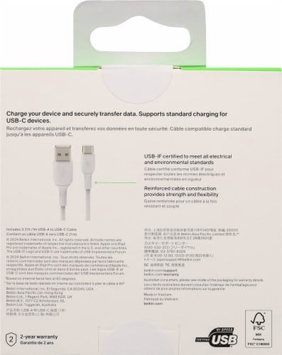 Belkin USB-A to USB-C® Cable Perspective: back