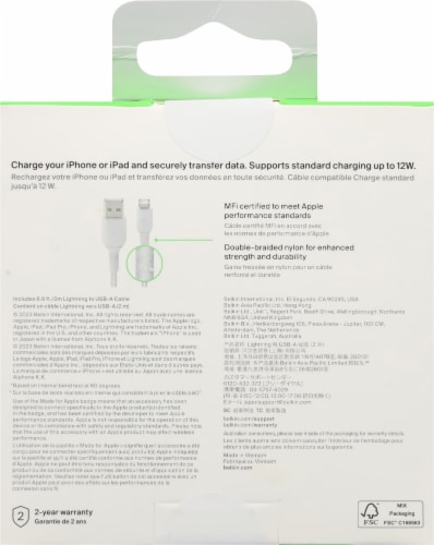 Belkin White Lightning to USB-A Cable Perspective: back