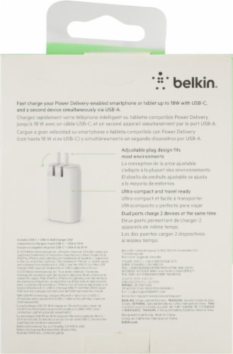 Belkin White Dual USB-A Wall Charger Perspective: back