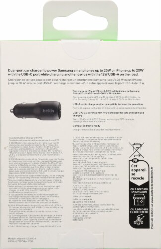 Belkin 37W Dual USB-C/USB-A Power Delivery PPS Car Charger Perspective: back