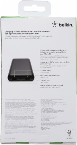 Belkin Boost Charge USB-C Portable Charger 20k Power Bank Perspective: back