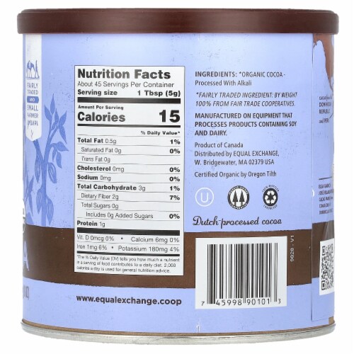 Equal Exchange Organic Baking Cocoa Perspective: back