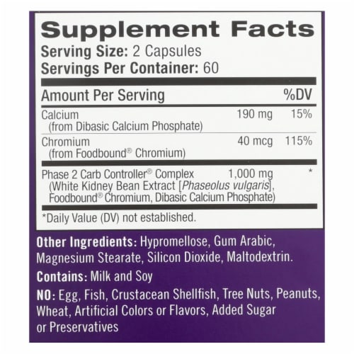 Natrol White Kidney Bean Carb Intercept - 120 Capsules Perspective: back