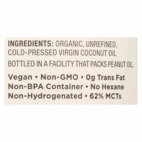 Nutiva Virgin Coconut Oil Organic - 15 fl oz. Perspective: back