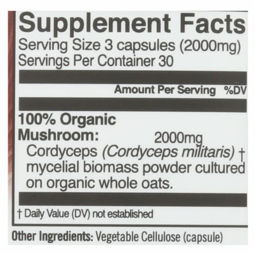 Organic Mushroom Nutrition - Mush Sprfd Crdycpts Caps - 1 Each - 90 CT Perspective: back