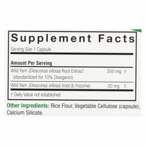 Nature's Answer - Wild Yam Root Extract - 60 Vegetarian Capsules Perspective: back