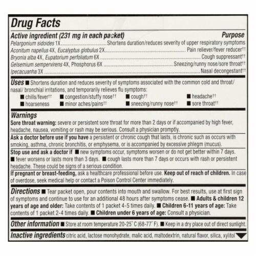Nature's Way - Umcka FastActives Cold Plus Flu Relief Berry - 10 Packets Perspective: back