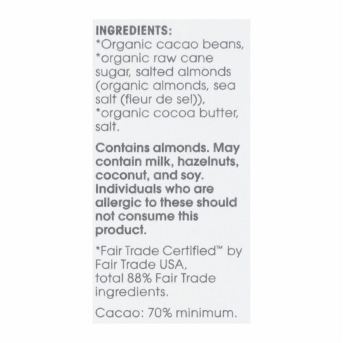 Alter Eco - Americas Organic Chocolate Bar - Dark Salted Almonds - Case of 12 - 2.82 oz. Perspective: back