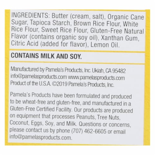 Pamela's Products - Cookies - Lemon Shortbread - Gluten-Free - Case of 6 - 6.25 oz. Perspective: back