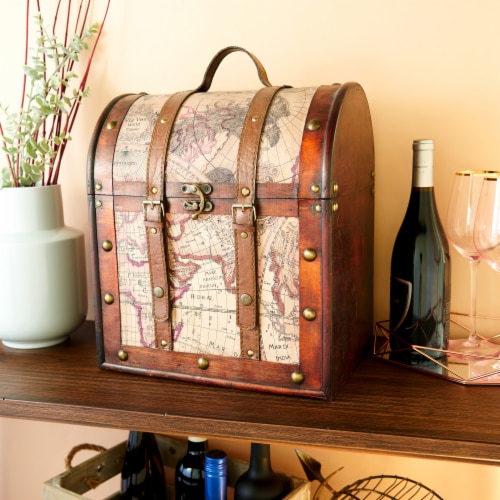 6 Bottle Old World Wooden Wine Box by Twine® Perspective: back