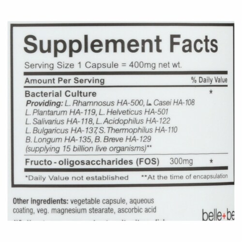 Belle And Bella Ultra 10 Probiotic - Maximum Strength - 30 Capsules Perspective: back