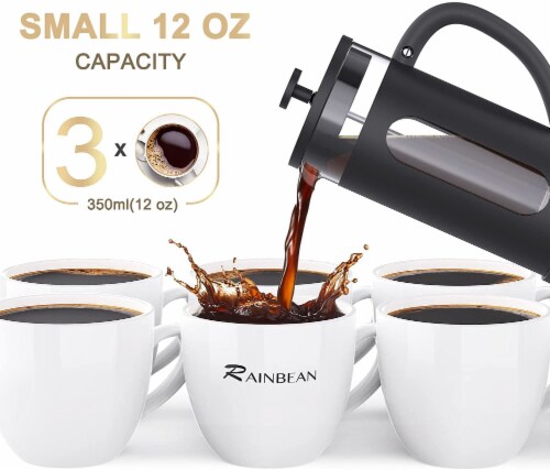 RAINBEAN Mini French Press 12 oz, Small French Press Coffee Maker 1000 ml Perspective: back