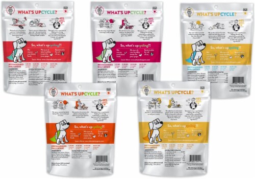 Break an Egg, Clucken Carrots, Bananas, Duck, Lobster Treats(1 of each), Meaty Variety Pack Perspective: back